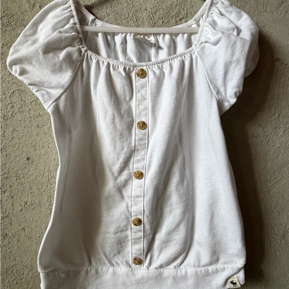 Abercrombie Kids White Top with Button Accent